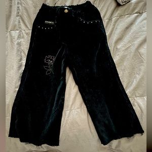 LesParorotiness corduroy black wide flare pants